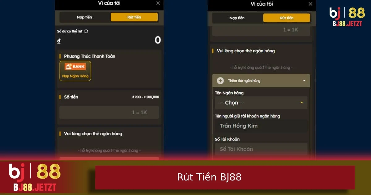 Rút Tiền BJ88 – Thắng Là Rút Ngay, Không Giữ Vốn Người Chơi 2 Hướng dẫn các bước rút tiền BJ88 nhanh chóng